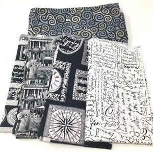 Makower UK Roma and David Sweet Optic Black and White Cotton Quilt Fabric Bundle